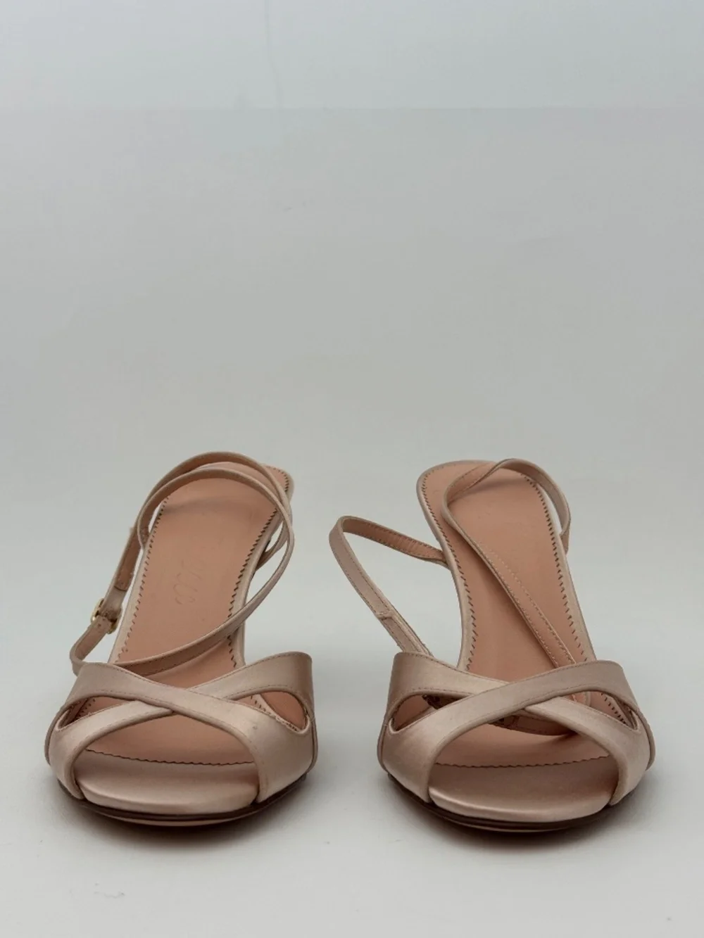 J. Crew Blush Satin Strappy Slingback Heels